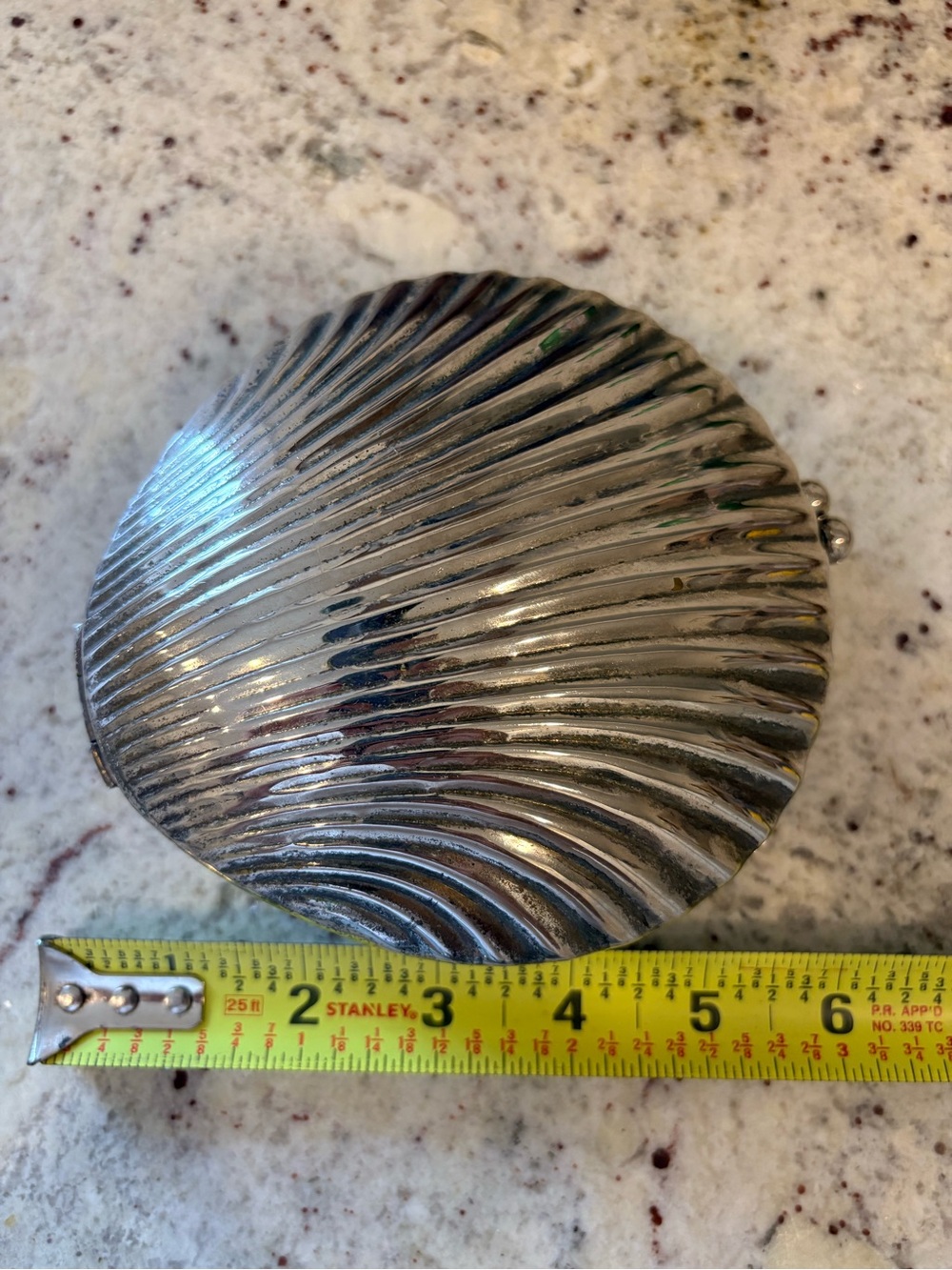 Purse Vintage Silver-Tone Shell Clutch Purse | Evening Bag Coastal Glam - Picture 16 of 16